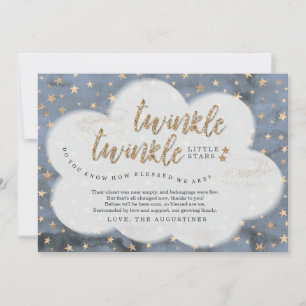 Twinkle Twinkle Little Star Twin Boys Baby Shower Thank You Card
