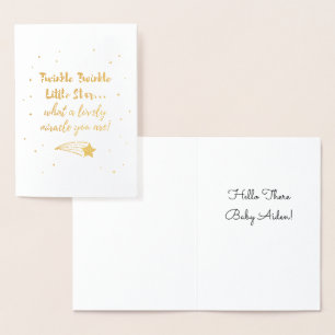Twinkle Twinkle Little Star Typography Gold Foil Foil Card