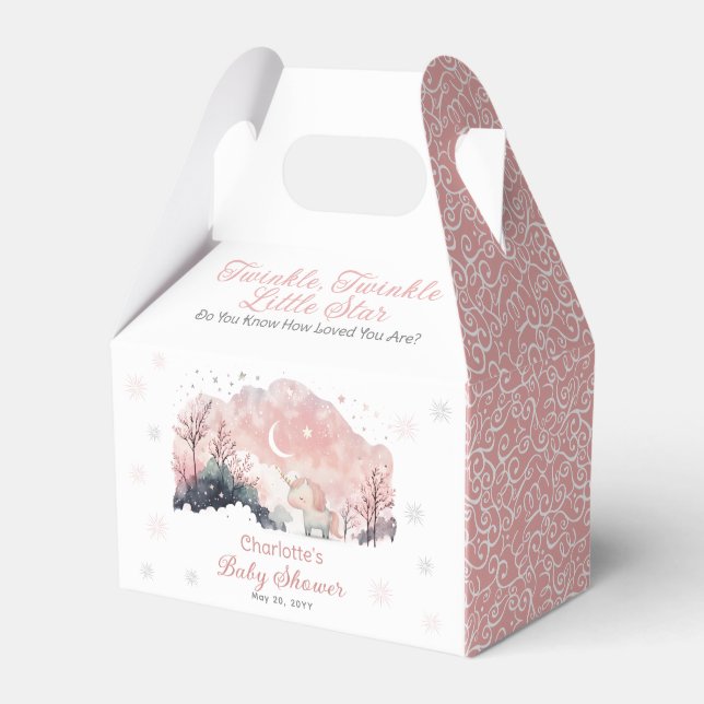 Twinkle Twinkle Little Star Unicorn Baby Shower Favour Box (Front Side)