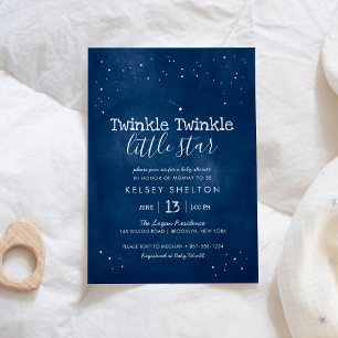 Twinkle Twinkle Little Star Watercolor Baby Shower Invitation