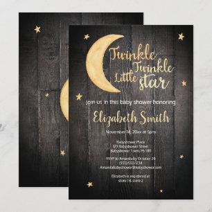 Twinkle Twinkle little star watercolor babyshower Invitation