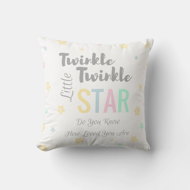Twinkle Twinkle Little Star - White Pink Blue Cushion (Front)