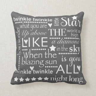 Twinkle Twinkle Little Star Word Art Design GRAY Cushion