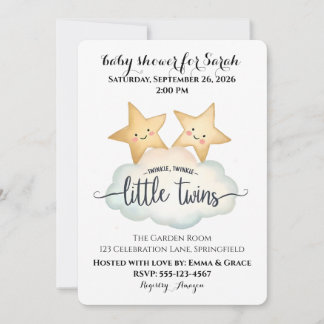 Twinkle, Twinkle Little Twins Baby Shower Invitati Invitation