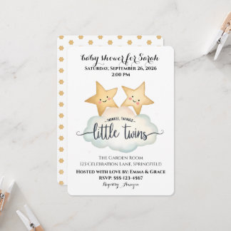 Twinkle, Twinkle Little Twins Baby Shower Invitation