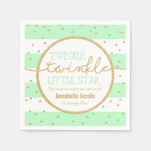 Twinkle Twinkle Mint and Gold Birthday Napkin
