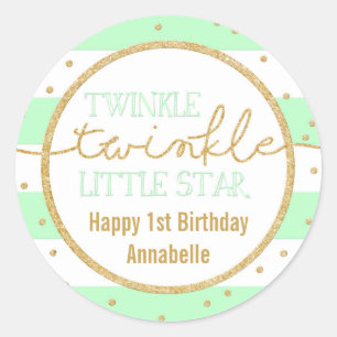 Twinkle Twinkle Mint and Gold Birthday Sticker