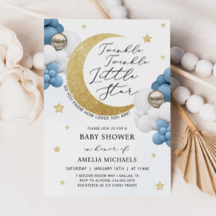 TWINKLE TWINKLE Moon And Stars Baby Shower Invitation