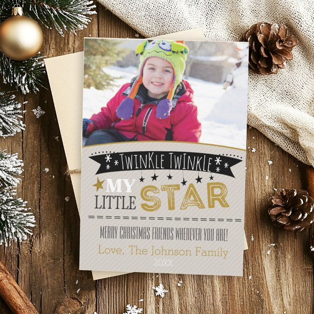 Twinkle Twinkle My Little Star PhotoChristmas Card (Photo Christmas cad with twinkle little star theme.)