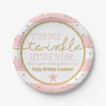 Twinkle Twinkle Pink and Gold Birthday Plates