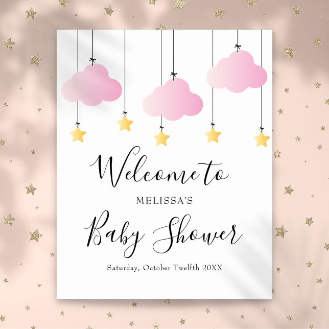 Twinkle Twinkle Pink Girl Baby Shower Welcome Sign (Twinkle Twinkle Pink Girl Baby Shower Welcome Sign)