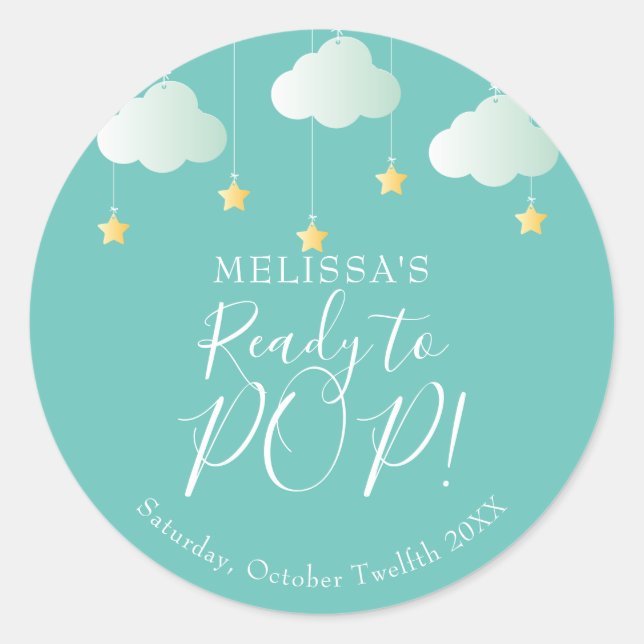 Twinkle Twinkle Ready To POP Baby Shower Classic Round Sticker (Front)