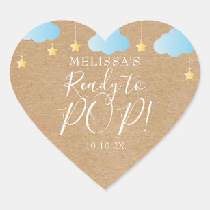 Twinkle Twinkle Ready To POP Blue Rustic Kraft Heart Sticker