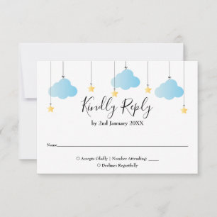 Twinkle Twinkle Star Blue Boy Baby Shower RSVP Card