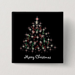 TwinkleTree Candycane and Ribbon 15 Cm Square Badge