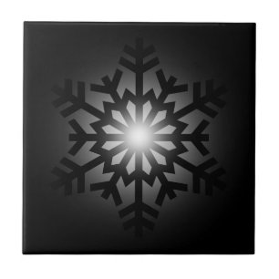 Twinkling Black Snowflake Ceramic Tile