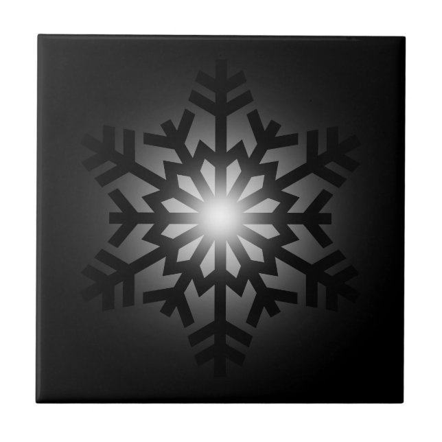 Twinkling Black Snowflake Ceramic Tile (Front)