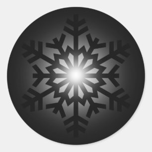 Twinkling Black Snowflake Classic Round Sticker