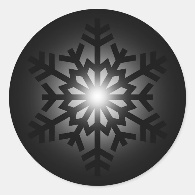 Twinkling Black Snowflake Classic Round Sticker (Front)
