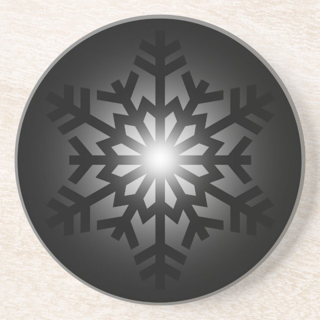 Twinkling Black Snowflake Coaster (Front)