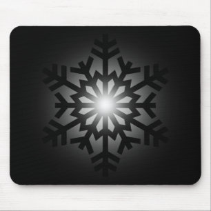 Twinkling Black Snowflake Mouse Pad