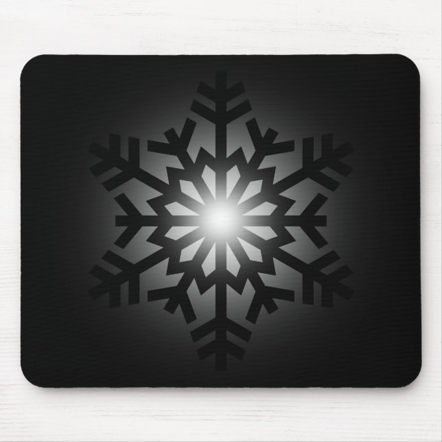 Twinkling Black Snowflake Mouse Pad (Front)