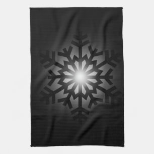 Twinkling Black Snowflake Tea Towel