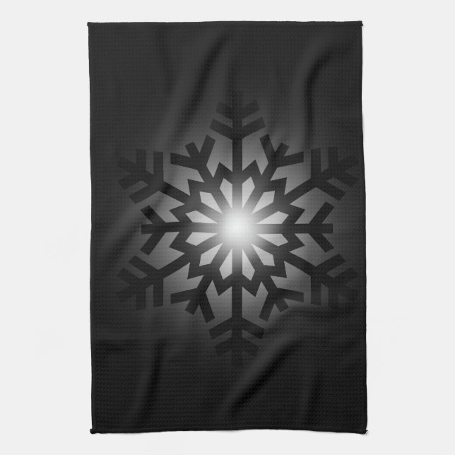 Twinkling Black Snowflake Tea Towel (Vertical)