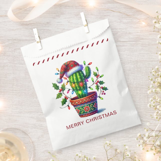 Twinkling Cactus Christmas Favour Bag (Clipped)