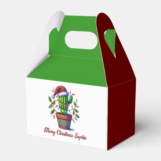 Twinkling Cactus Christmas Favour Box (Front Side)