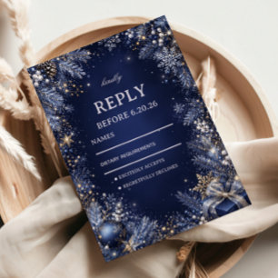 Twinkling Frosted Evergreens Under RSVP Card