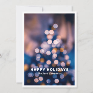 Twinkling Lights Blue Company Holiday  Invitation