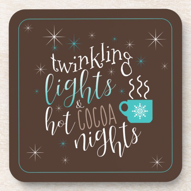 Twinkling Lights Hot Cocoa Nights ID593 Coaster (Front)