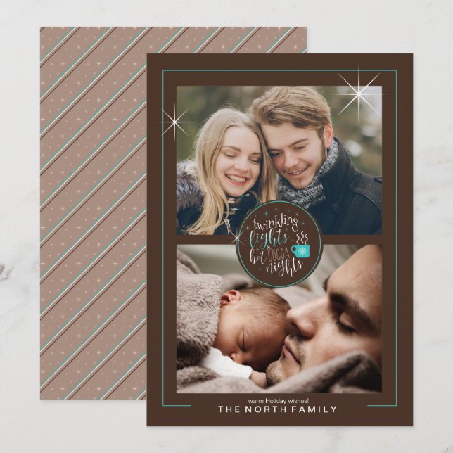 Twinkling Lights Hot Cocoa Nights Two Photo ID593 Invitation (Front/Back)