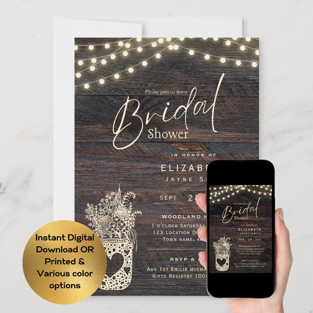 Twinkling Lights | Rustic Barn Woodland Wedding    Invitation (Creator Uploaded)