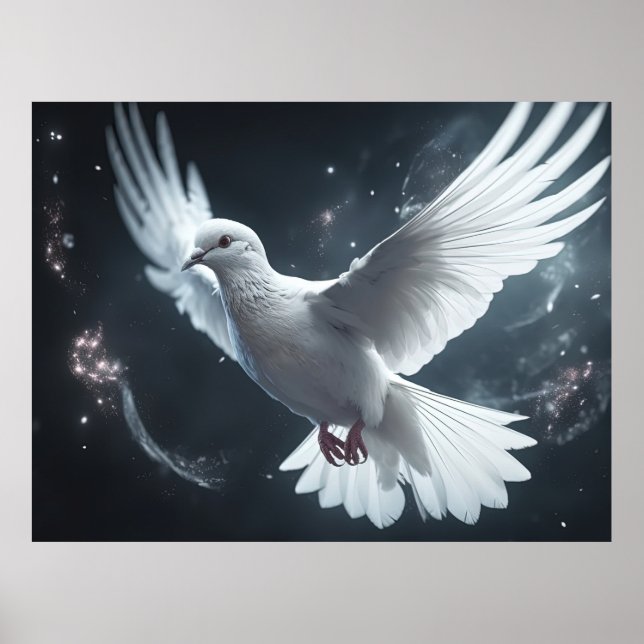 Twinkling Lights White Peace Dove Poster (Front)
