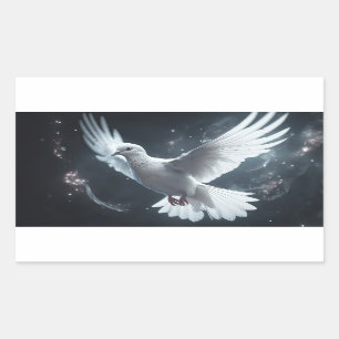 Twinkling Lights White Peace Dove Rectangular Sticker