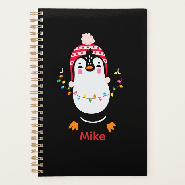 Twinkling Penguin with Christmas Lights Planner (Front)