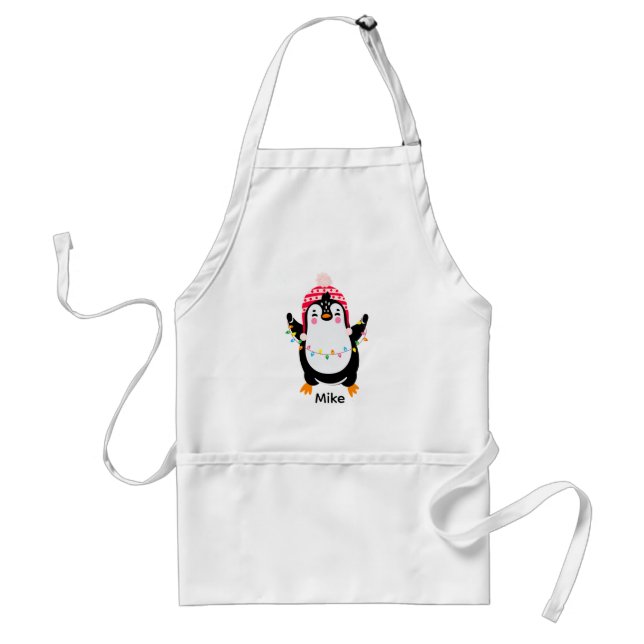 Twinkling Penguin with Christmas Lights Standard Apron (Front)