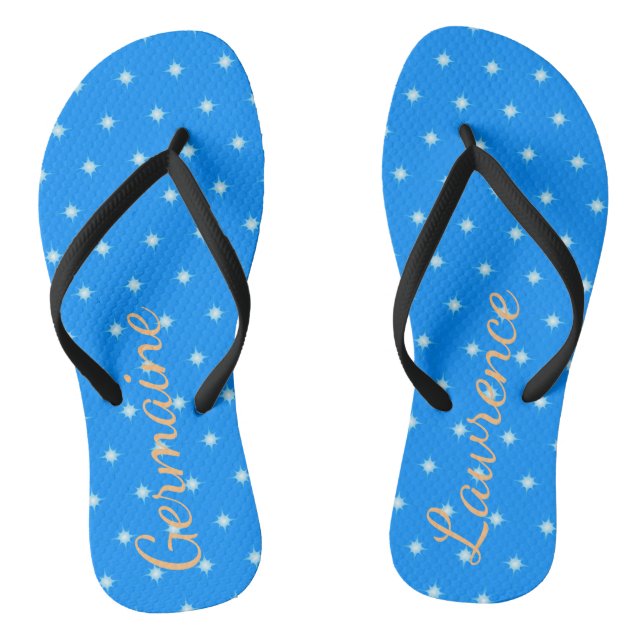 Twinkling Stars on  Blue or your Colour Thongs (Footbed)