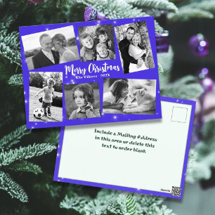 Twinkling Stars Photo Collage Merry Christmas Postcard