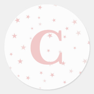 Twinkling Tiny Star Pink Baby Girl Classic Round Sticker