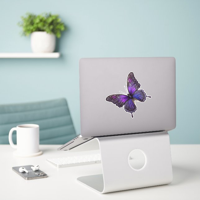 Twinkling Wings: Purple Sparkle Butterfly (Laptop On Desk)