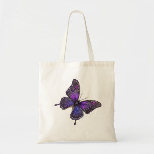 Twinkling Wings: Purple Sparkle Butterfly Tote Bag