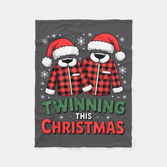 Twinning This Christmas Matching Family Holiday  Fleece Blanket (Front)