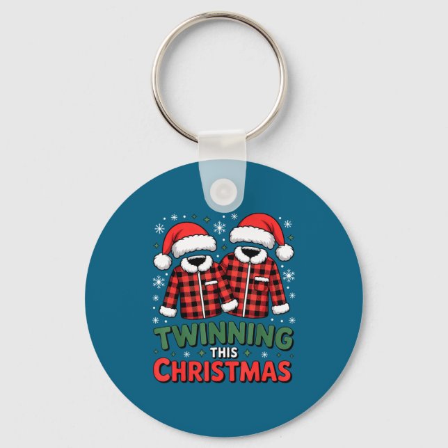 Twinning This Christmas Matching Family Holiday  Key Ring (Front)