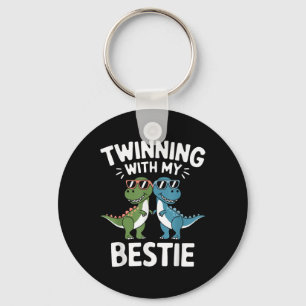 Twinning With My Bestie Funny Dinosaur Best Friend Key Ring