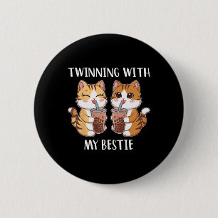 Twinning With My Bestie Two Cute Cat 6 Cm Round Badge