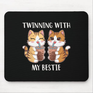 Twinning With My Bestie Two Cute Cat Mouse Pad