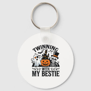 Twinning With My Ie Skeleton Halloween Matching  Key Ring